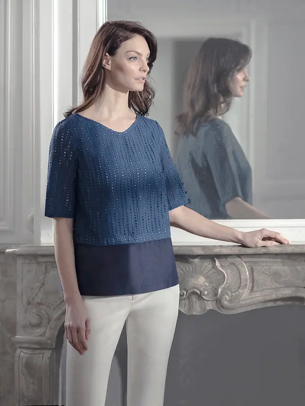 CALLA | Broderie Anglaise 2-Way A-Line Top | Colour: INSIGNIA BLUE | Size: S