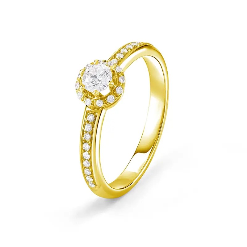 18K Gold Round Lab Created Diamond Wedding Ring D Color VVS1 Clarity 3EX IGI Certified