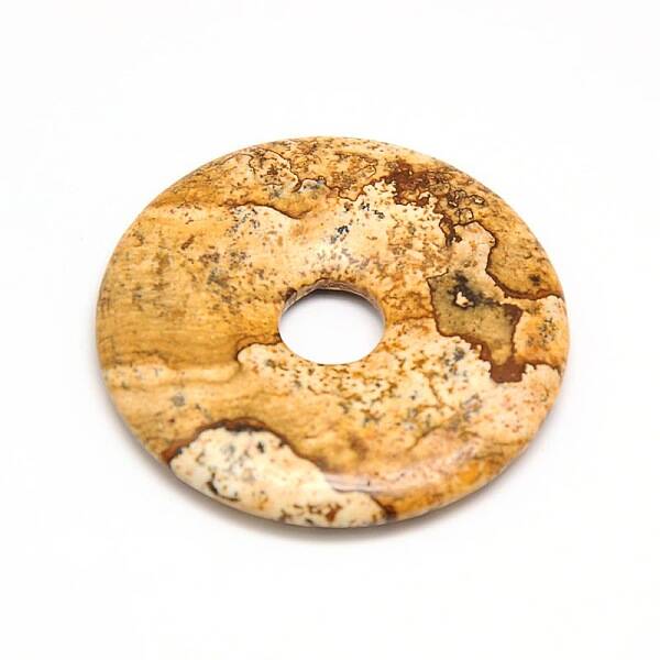 Donut/Pi Disc Natural Gemstone Pendants