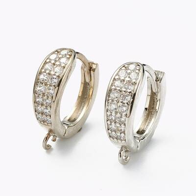 Brass Micro Pave Clear Cubic Zirconia Stud Earring Findings