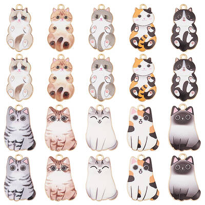 20Pcs 10 Style Alloy Enamel Pendants