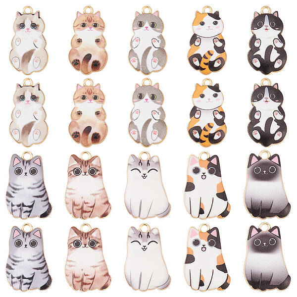 20Pcs 10 Style Alloy Enamel Pendants