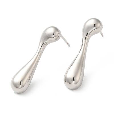 Rack Plating Brass Teardrop Stud Earrings for Women