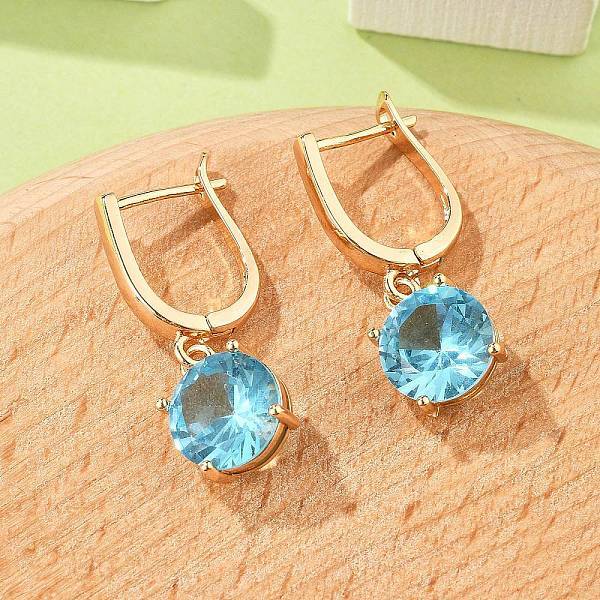 Flat Round Brass Pave Cubic Zirconia Hoop Earrings for Women