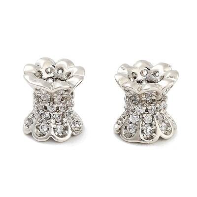 Brass Micro Pave Clear Cubic Zirconia Beads