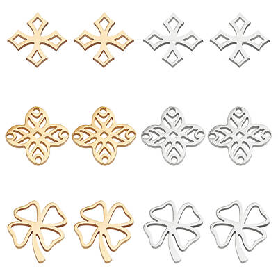 24Pcs 6 Style 201 Stainless Steel Filigree Joiners Links