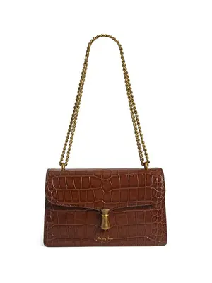 Smting croc chain flap bag
