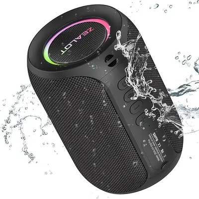 ZEALOT Portable Wireless Bluetooth-compatible Speaker, 15W Stereo Sound Speaker&super bass with RGB Light Effect, Waterproof...