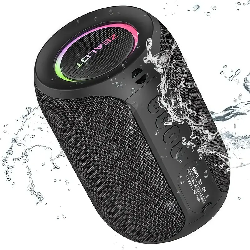 ZEALOT Portable Wireless Bluetooth-compatible Speaker, 15W Stereo Sound Speaker&super bass with RGB Light Effect, Waterproof...