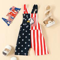 Independence Day Girl Suspenders Jumpsuit Summer Stars Stripes Sleeveless Rompers Shorts for Toddler of July Overall Shorts F...