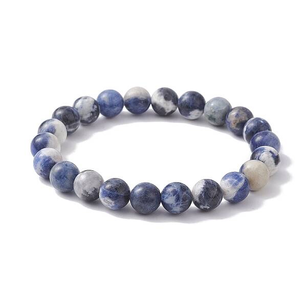 Natural Sodalite Round Beaded Stretch Bracelets