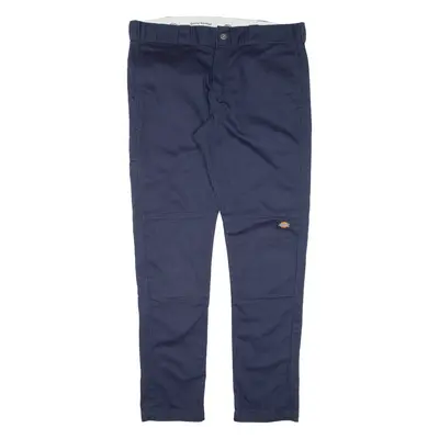 DICKIES Double-knee Workwear Mens Trousers Blue Slim Skinny W36 L32