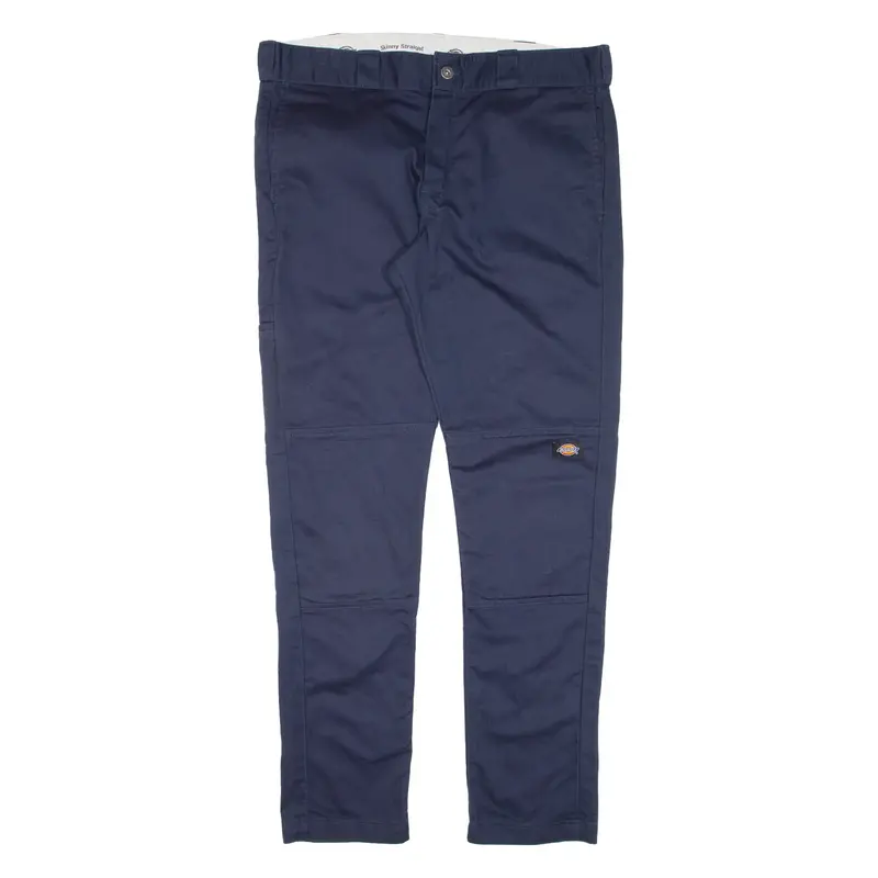 DICKIES Double-knee Workwear Mens Trousers Blue Slim Skinny W36 L32