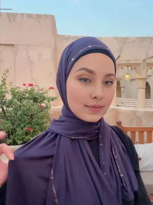 Women's Soft Breathable Casual Modal Scarf Set, High Elasticity Headscarves, Navy,Jersey hijab with rhinestone,not easy to sl...