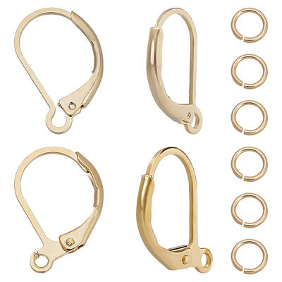 40Pcs 2 Styles Brass Leverback Earring Findings