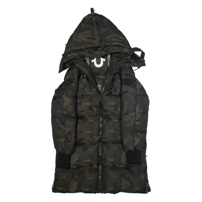 TRUE RELIGION Mens Parka Jacket Green Hooded Camouflage XS