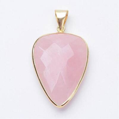 Faceted Natural Rose Quartz Pendants