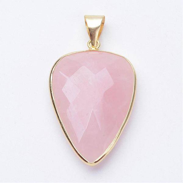 Faceted Natural Rose Quartz Pendants