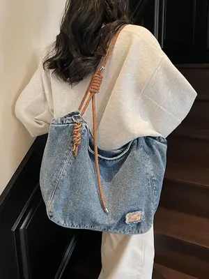 Women's Solid Color Tote Bag, Fashionable Large Capacity Shoulder Bag for Daily Used, Casual Trendy Versatile High-quality Da...