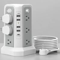 2500W USB-C Tower Socket, Power Strip Tower with 12 AC Universal Sockets & 5 USB Ports, Electrical Socket for Home Office Dor...