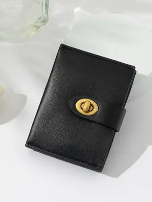 Women's Simple Plain PU Leather Short Wallet (1 Piece), Casual Business Card Holder, Fashionable Card Holder for Daily Use