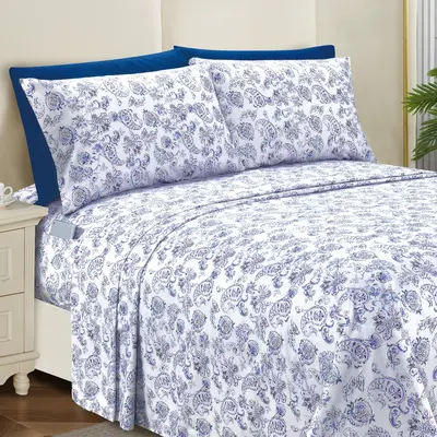 Elegant Comfort 6-Piece Paisley Print Sheet Set - Hotel-Quality Softness with Double-Sided Smart Pockets