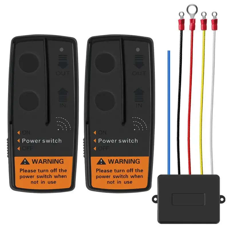 2.4G 12V 24V Electric Winch Switch Controller, Universal Wireless Remote Control Recovery Kit for Jeep Off-road ATV Trailer 7...