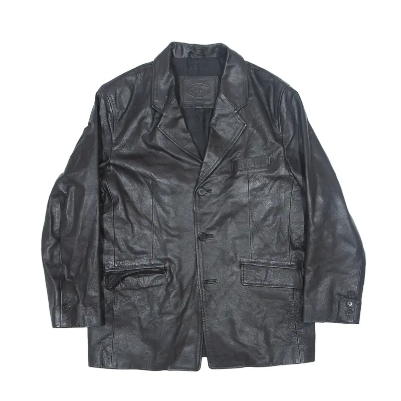 CIRO CITTERIO Overcoat Leather Jacket Black 80s Mens M
