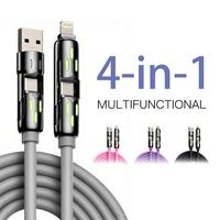 Universal 4-in-1 Charging Cable USB A to Type-C, Lightning, and Micro USB Connectors, Works with iPhone 15/16, iPad, Samsung,...