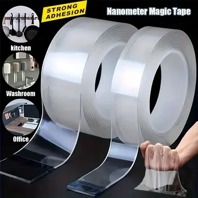 Double-Sided Adhesive Tape, Nano Tape, Transparent Adhesive Tape, Traceless Adhesive Tape, Removable, Washable, Reusable, Sui...