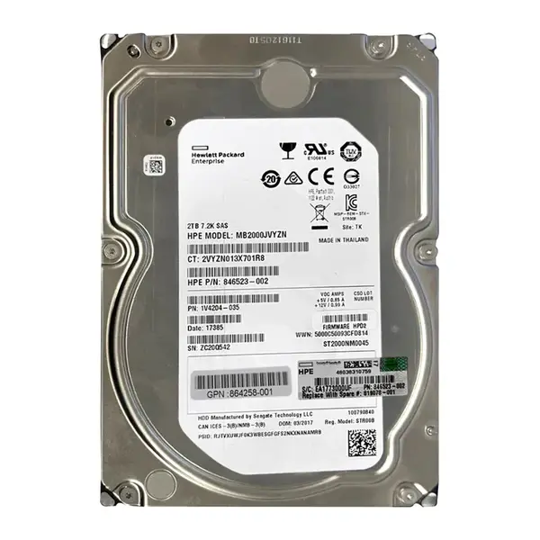864258-001 HP 2TB 7200RPM 12Gb/s SAS 3.5-inch Hard Drive