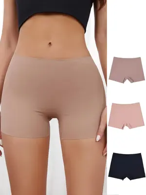 Women's Plain Seamless Boxer Briefs, Casual Comfort Breathable Knickers, Women's Underwear for All Seasons Daily Wear, Summe...