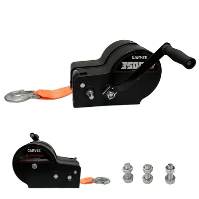 Garvee 3500 lbs Heavy-Duty Boat Trailer Winch - Hand Crank Winch with 33ft Strap, 4:1/8:1 Gear Ratio for Towing and Pulling B...