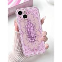 Saint Mary Pattern Clear Phone Case Compatible With iPhone16pro, 15 14 13 12 11 Pro Max X XR XSMAX 8 7 Plus.SE2