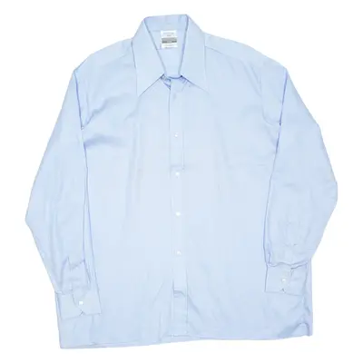 Mens Plain Shirt Blue Long Sleeve XL