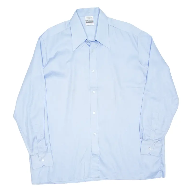 Mens Plain Shirt Blue Long Sleeve XL