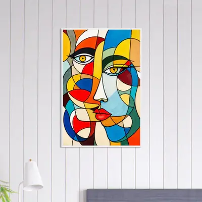 Cubist Harmony - Two Faces, One Framed Masterpiece