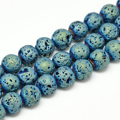 Electroplate Natural Lava Rock Beads Strands