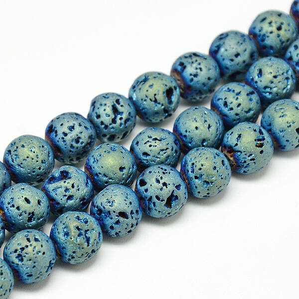 Electroplate Natural Lava Rock Beads Strands