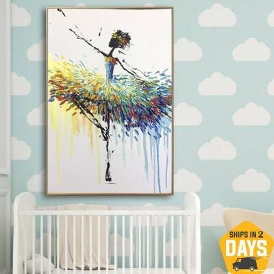 Ballerina Abstract Canvas Painting Colorful Wall Art Ballet Paintings On Canvas Fine Art Oil Impasto Painting Decor | BALLERI...