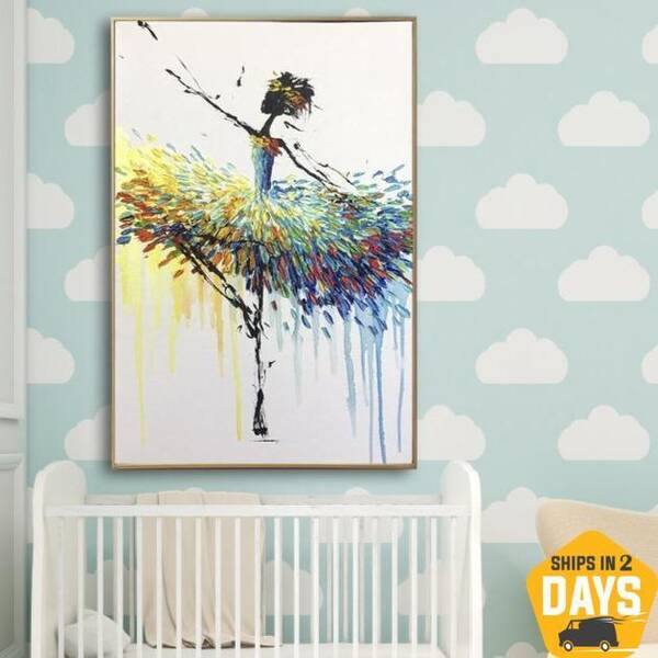 Ballerina Abstract Canvas Painting Colorful Wall Art Ballet Paintings On Canvas Fine Art Oil Impasto Painting Decor | BALLERI...