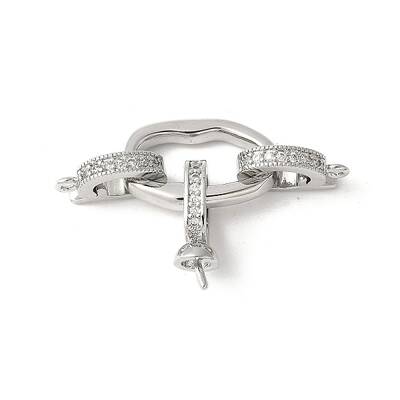 Brass Pave Clear Cubic Zirconia Fold Over Clasps