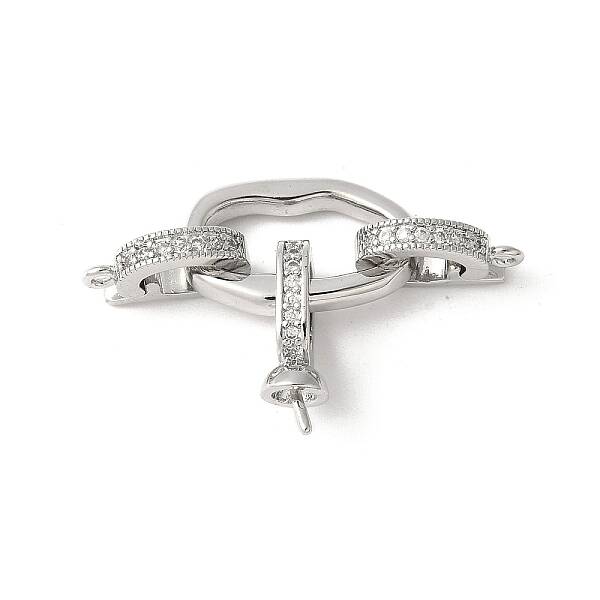 Brass Pave Clear Cubic Zirconia Fold Over Clasps