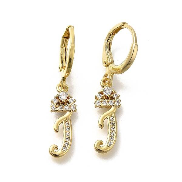 Brass Clear Cubic Zirconia Hoop Earrings