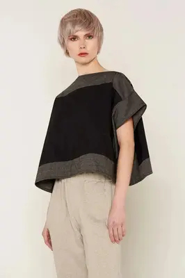 Luna Top (Black and Grey) | size: one size