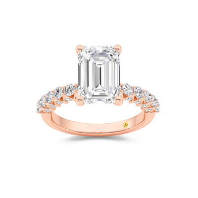 Verda Art Deco Inspired V-Prong Emerald Cut Lab Grown Diamond Engagement Ring | 10K Rose Gold 3 1/4 CT. TW.