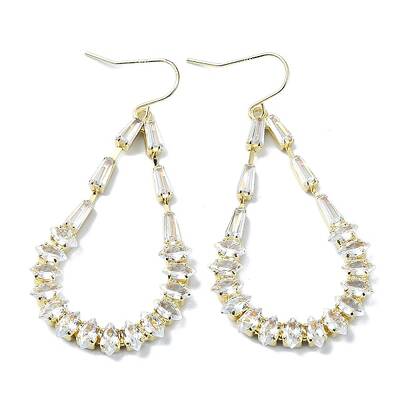 Teardrop Brass Micro Pave Cubic Zirconia Dangle Earrings
