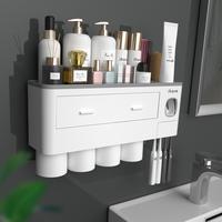 iHave Toothbrush Holders for Bathrooms, Cups Toothbrush Holder Wall Mounted with Toothpaste Dispenser - Large Capacity Tray, ...