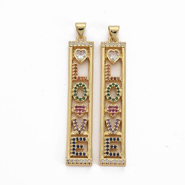 Brass Micro Pave Cubic Zirconia Pendants