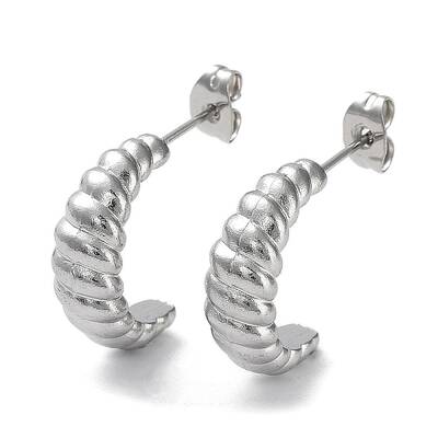Non-Tarnish 304 Stainless Steel Croissant Ear Studs for Women